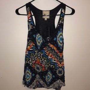 Pink rose multi pattern racer back tank top